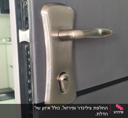 ידית דלת מתכת עם מנעול